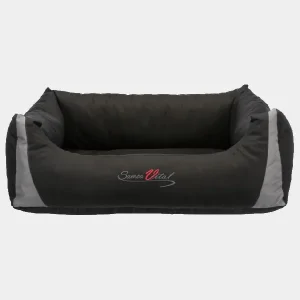 Cama viscoelástica para perros en color negro con bordes grises y logo de 'Samoa Vital', diseñada para un descanso óptimo y confortable, con base antideslizante
