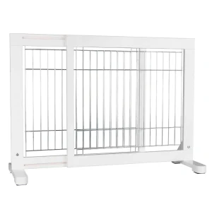 Barrera de seguridad para perros blanca ajustable, ideal para hogares con mascotas