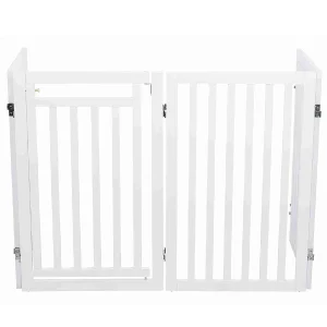 Barrera blanca con puerta para perros, ideal para restringir el acceso de mascotas en el hogar, mostrando seguridad y diseño en la imagen