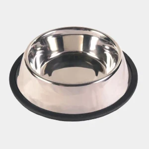 Comedero para mascotas de acero inoxidable con base antideslizante, ideal para perros y gatos