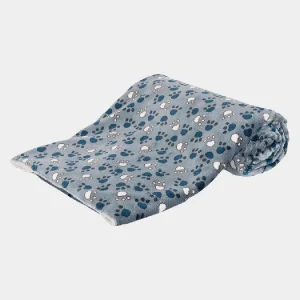 Manta grande para perros azul con estampado de huellas, ideal para el confort y calidez de mascotas grandes