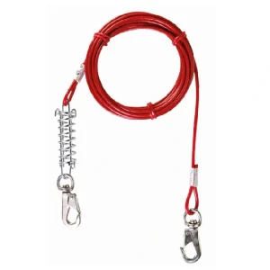 Cable para perros rojo con muelle antitirones y mosquetones metálicos de alta resistencia para una sujeción segura y duradera