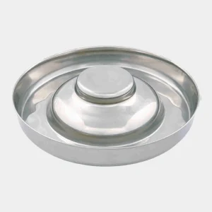 Comedero antivoracidad para cachorros de acero inoxidable con diseño de elevación central para promover una alimentación lenta y saludable
