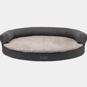Sofá para perros en color gris con borde desmontable y base antideslizante, fabricado en la UE con certificación OEKO-TEX®