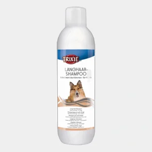 Botella de champú Trixie para perros de pelo largo, proporcionando nutrición e hidratación para un pelaje suave y brillante
