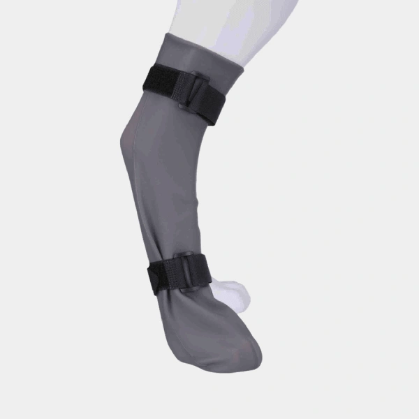 Calcetín protector para perro de color gris con cierres ajustables, ideal para la protección de las patas de tu mascota