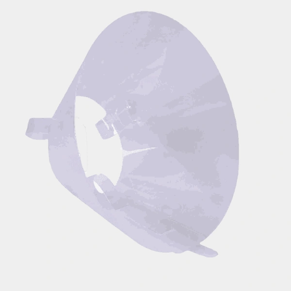 Collar de plástico para perros ajustable en color transparente, ideal para el entrenamiento y la seguridad canina.