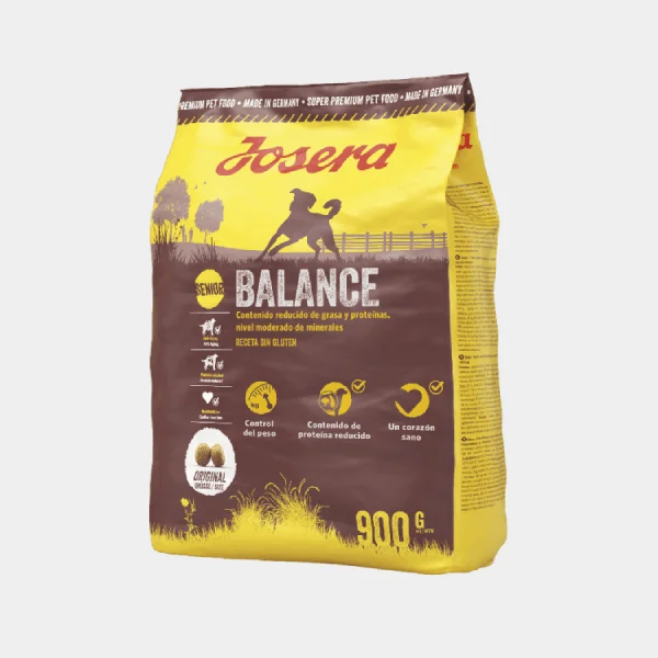 Bolsa de 900g de comida seca Josera Senior Balance para perros mayores, con control de peso y proteínas reducidas, para un corazón sano y una dieta equilibrada sin gluten