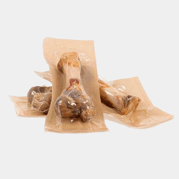 Hueso de jamón serrano para perros empaquetado individualmente, rico en proteínas y perfecto para la higiene dental canina