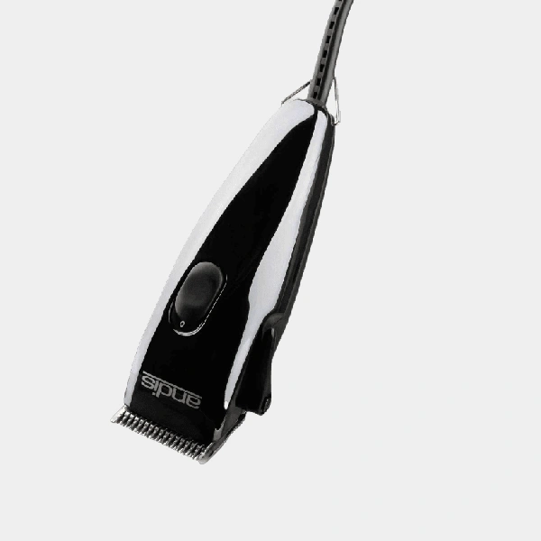 Cortadora de pelo para perros silenciosa en color negro y blanco con diseño ergonómico y botón de ajuste de cuchilla visible