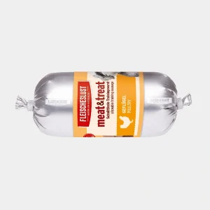 Envase de aperitivos para perros Meat&Treat, ideal para entrenamiento canino, con sello de calidad Fleischeslust