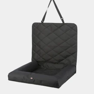 Asiento de coche para perro mediano negro acolchado con sistema de anclaje ajustable y superficie lavable, ideal para viajar con mascotas