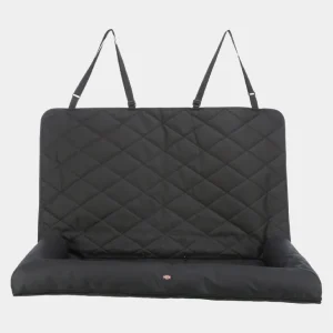 Asiento de coche para perros grandes en color negro, acolchado y con correas ajustables para una instalación segura en el asiento trasero del vehículo