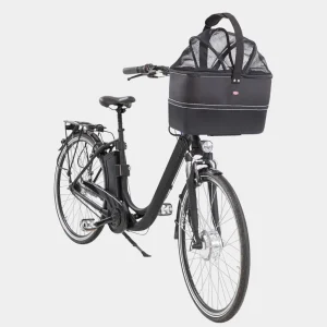 Accesorio para viajar con perros: cesta de bicicleta negra, multifuncional con malla transpirable, perfecta para llevar a tu mascota de forma segura y cómoda