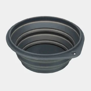 Comedero plegable de silicona negra para perros, ideal para viajes y uso al aire libre