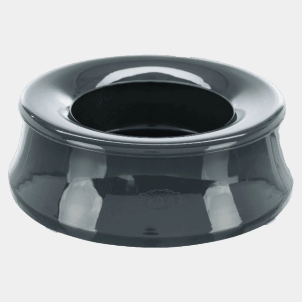 Comedero de PVC negro para perros, antideslizante y fácil de limpiar, ideal para alimentación diaria