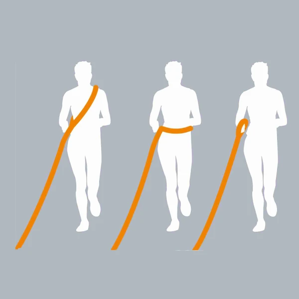 Instrucciones paso a paso sobre cómo llevar puesto el cinturón manos libres Trixie para perros, destacando la facilidad de uso y el diseño ergonómico