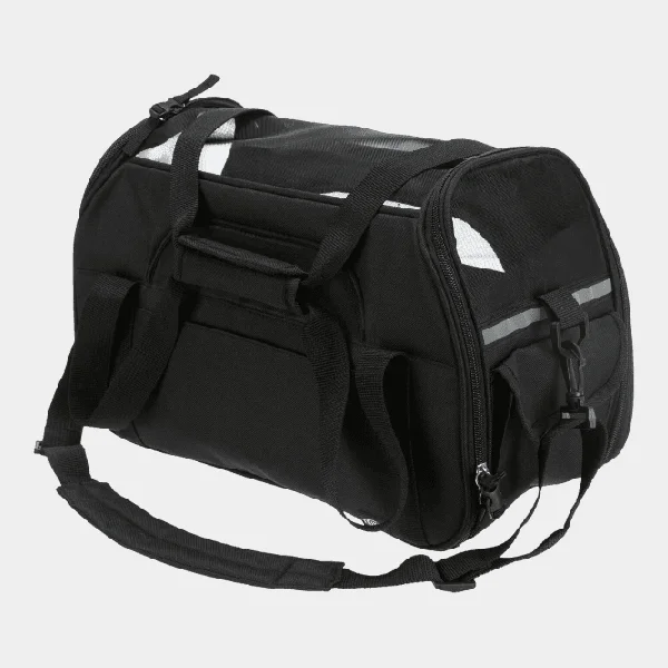 Transportín de color negro para perros, portátil y de alta resistencia con múltiples bolsillos y correas ajustables