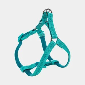 Arnés para perros pequeños en color azul océano con correas ajustables y diseño ergonómico.