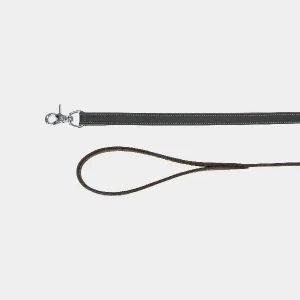 Correa de cuero para perros medianos con enganche de gatillo, color marrón oscuro, duradera y cosida, ideal para paseos seguros y cómodos