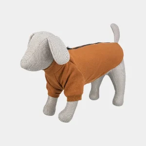 Sudadera para perros de algodón puro en color marrón, con cremallera continua en la espalda y diseño cómodo