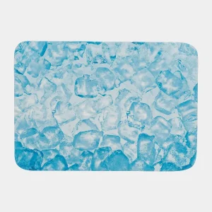 Alfombra refrigerante para perros con diseño de hielo azul. Fabricada en cerámica barnizada, esta alfombra proporciona una frescura natural y es antideslizante