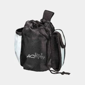 Bolsa para snacks de nylon y poliéster con cierre de cordón y múltiples compartimentos, ideal para paseos y entrenamientos de perros