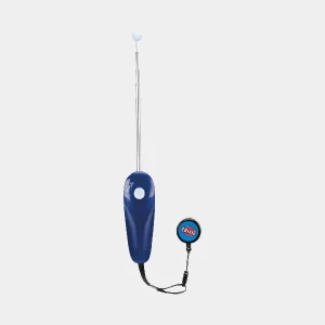 Clicker de adiestramiento para perros con diseño ergonómico y varilla retráctil azul