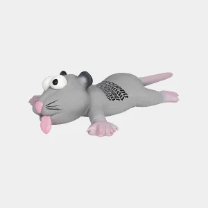 Ratón de látex con sonido para perros, diseño divertido con marcas de ruedas y detalles en rosa